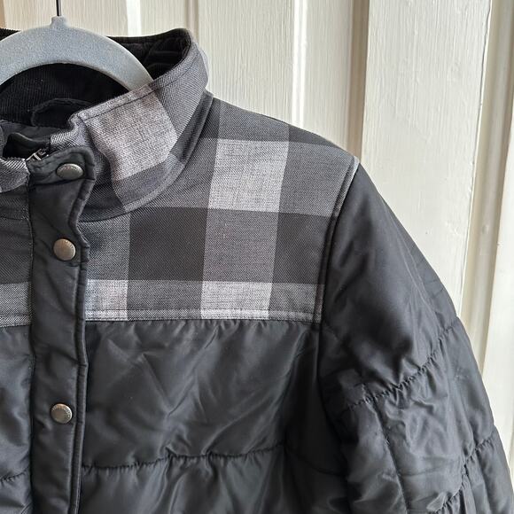 Eddie Bauer Puffer Jacket Coat Buffalo Plaid Trim - Picture 4 of 9